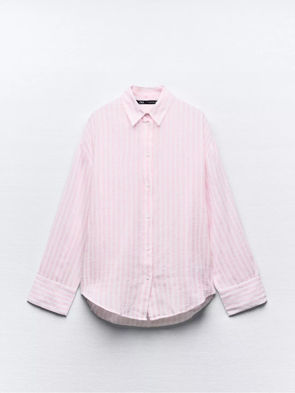Zara Pink & White Striped Women's Shirt - Picture 2 of 2
